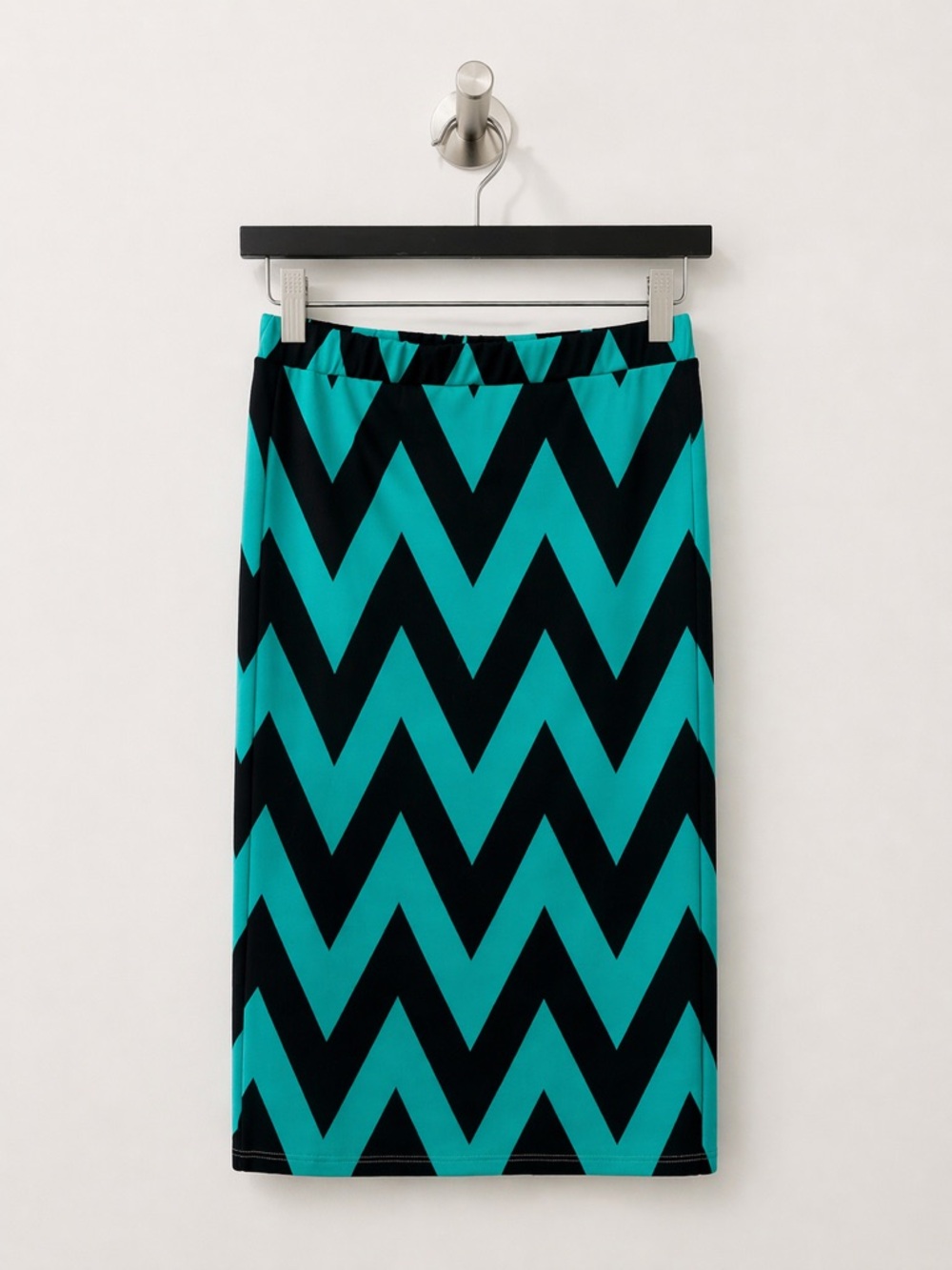 NWOT Moa Chevron Pencil Skirt Teal Black Stretch Size S